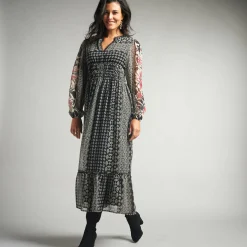 Lange jurk in voile, etnische print