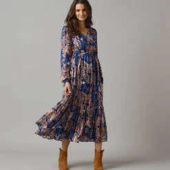 Lange jurk in voile, Indiase bloemenprint