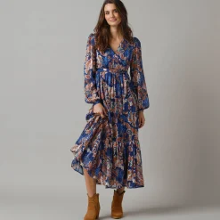 Lange jurk in voile, Indiase bloemenprint
