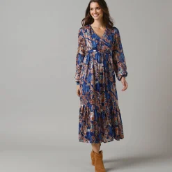 Lange jurk in voile, Indiase bloemenprint