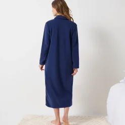 Lange kamerjas in fleece, Claudinekraagje