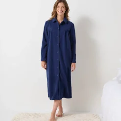 Lange kamerjas in fleece, Claudinekraagje
