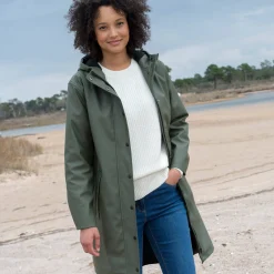 Lange regenjas, gevoerd met fleece, gerecycleerd polyester**