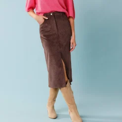 Lange rok in ribvelours, kleine lengtes
