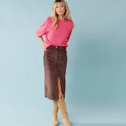 Lange rok in ribvelours, kleine lengtes