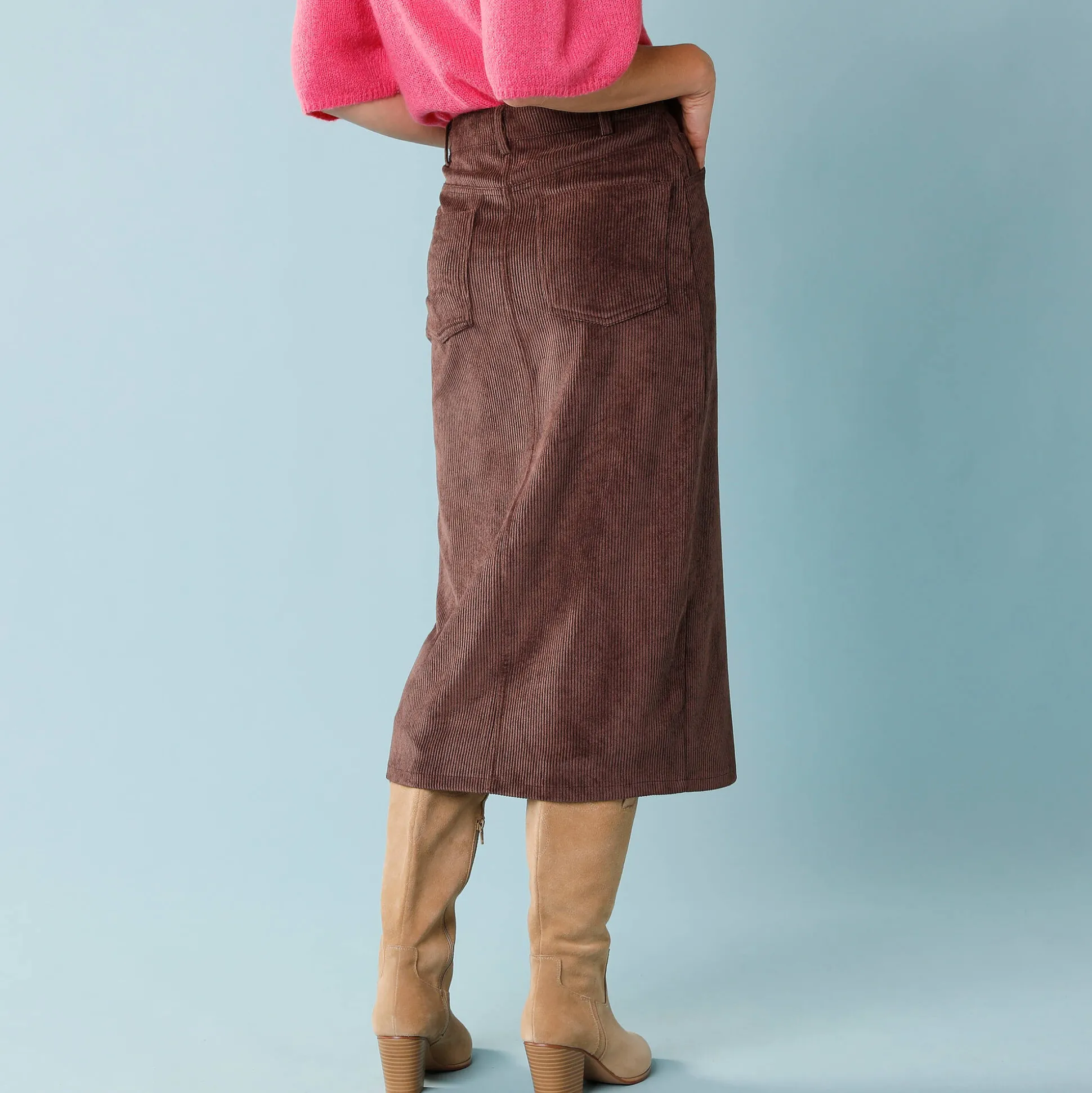 Lange rok in ribvelours, kleine lengtes