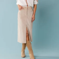Lange rok in ribvelours, kleine lengtes
