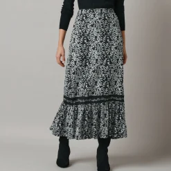 Lange rok met fronsrokvolume, jerseytricot