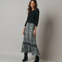 Lange rok met fronsrokvolume, jerseytricot