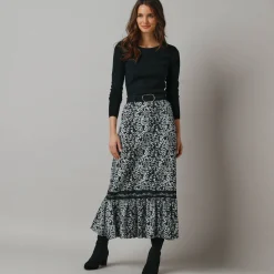 Lange rok met fronsrokvolume, jerseytricot