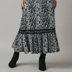 Lange rok met fronsrokvolume, jerseytricot