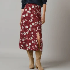 Lange rok met split, bloemenprint