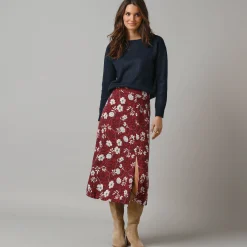 Lange rok met split, bloemenprint