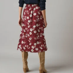 Lange rok met split, bloemenprint