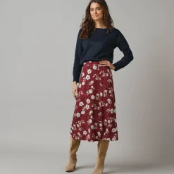 Lange rok met split, bloemenprint
