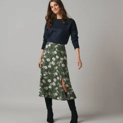 Lange rok met split, bloemenprint