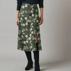 Lange rok met split, bloemenprint