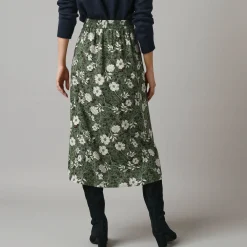 Lange rok met split, bloemenprint