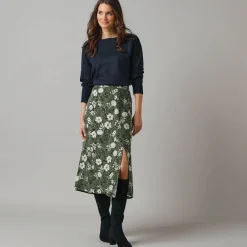 Lange rok met split, bloemenprint