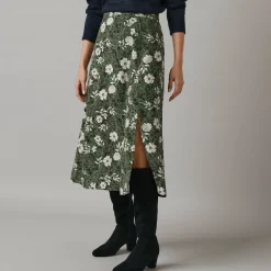 Lange rok met split, bloemenprint
