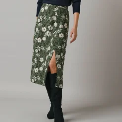 Lange rok met split, bloemenprint