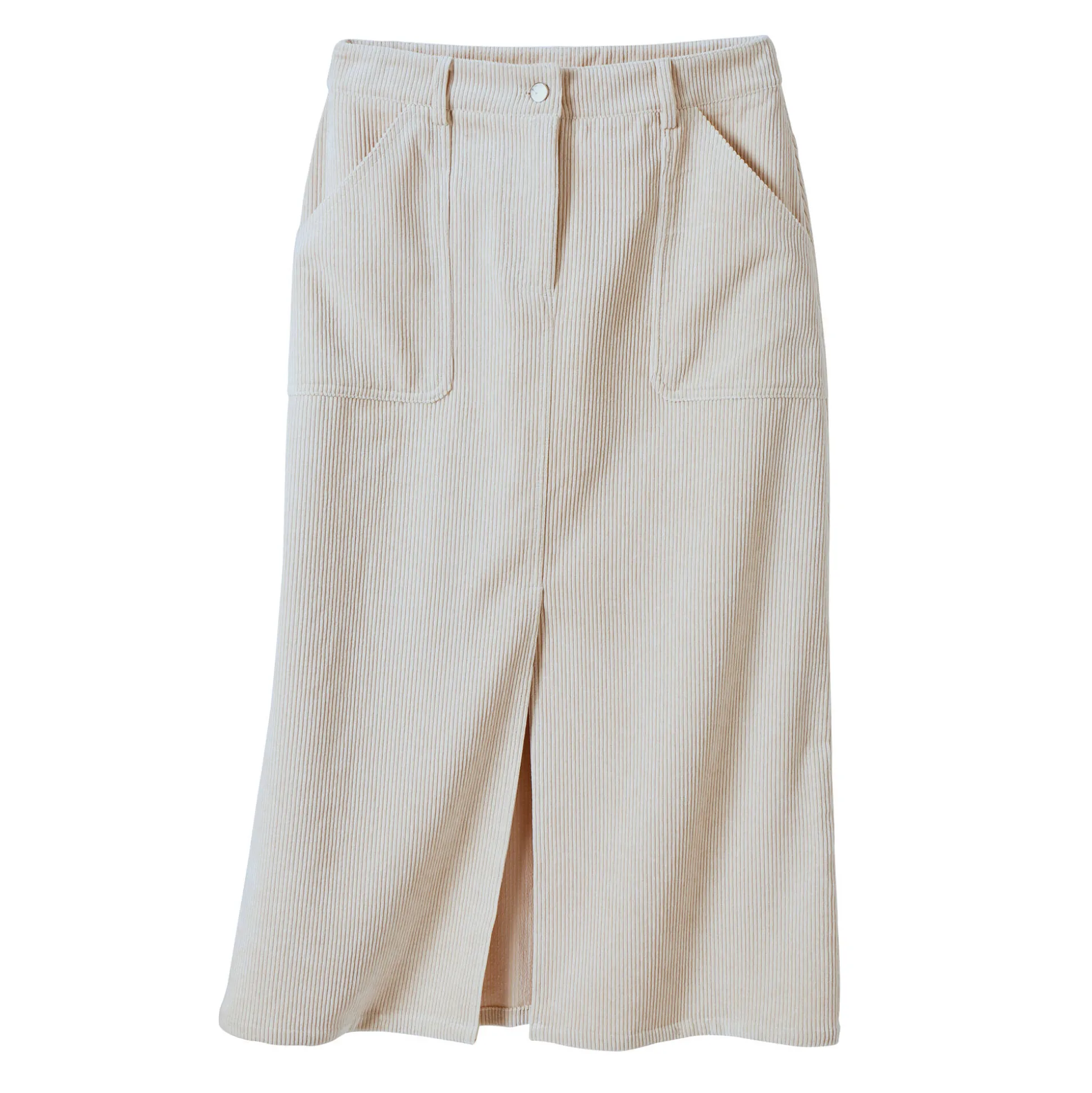 Lange rok met split, ribvelours