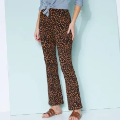 Legging bootcut taille élastiquée, imprimé peau de bête