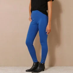 Legging met elastische taille en ritsjes onderaan