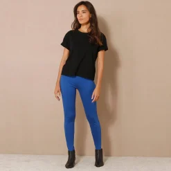 Legging met elastische taille en ritsjes onderaan