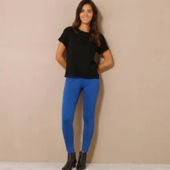Legging met elastische taille en ritsjes onderaan