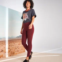 Legging met gestikte plooien, elastische taille