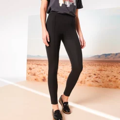 Legging met gestikte plooien, elastische taille