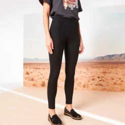 Legging met gestikte plooien, elastische taille