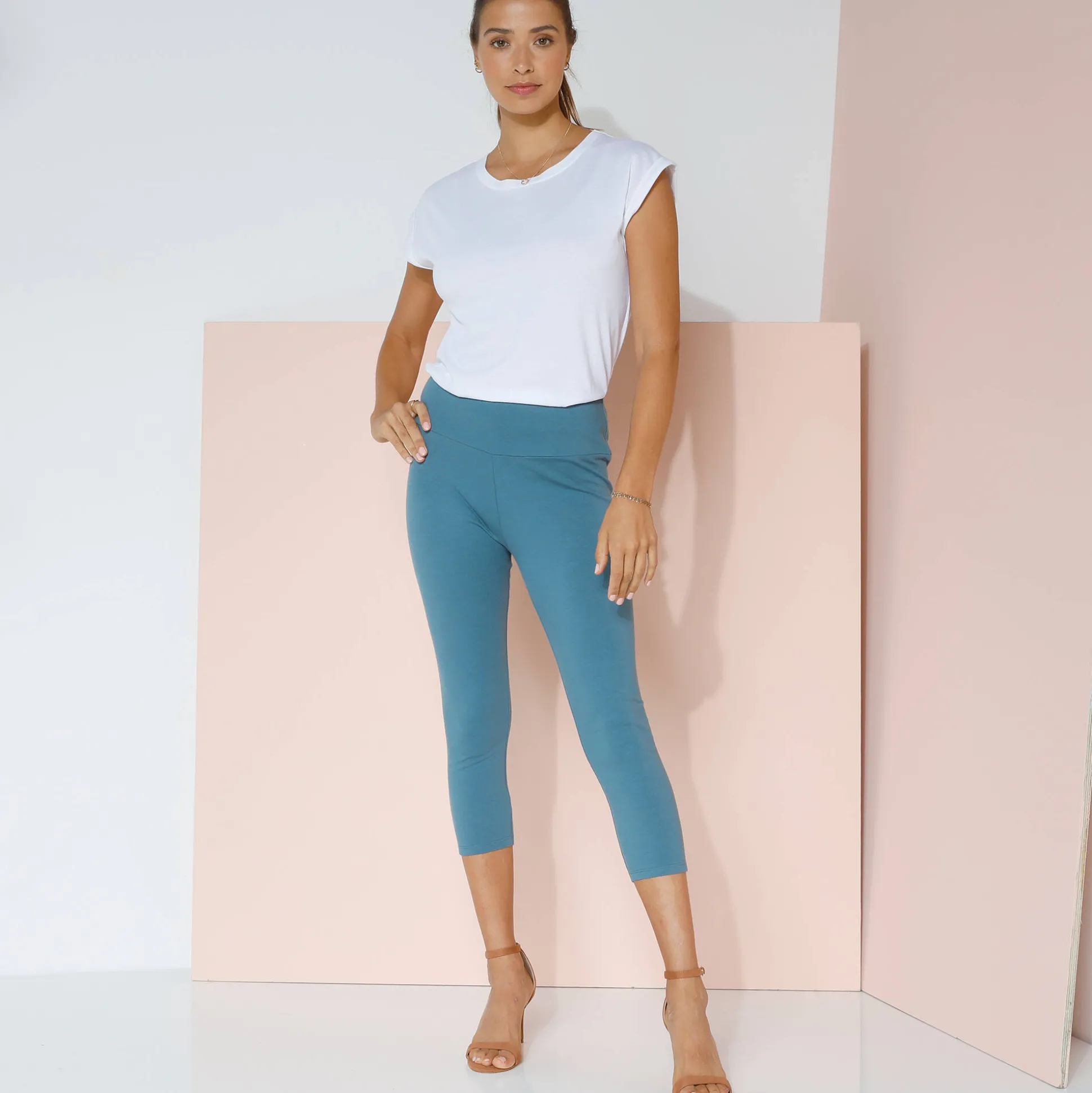 3/4-legging met hoge taille, platte buik