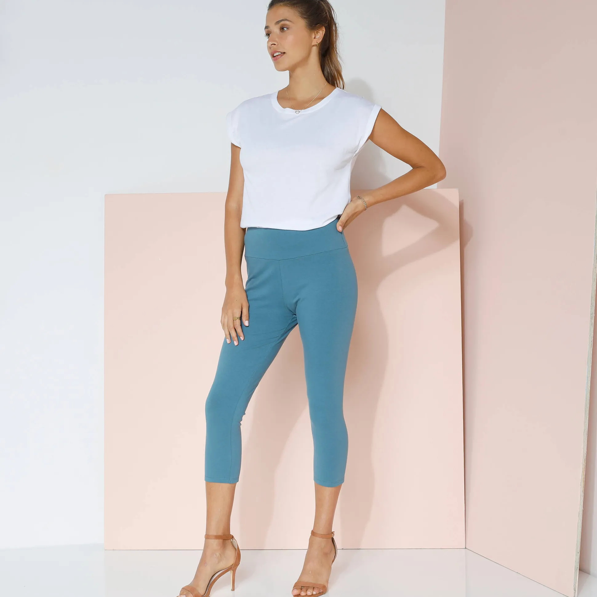3/4-legging met hoge taille, platte buik