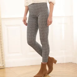 Legging met ingeweven ruitjes, elastische taille