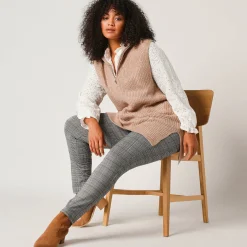Legging met ingeweven ruitjes, elastische taille