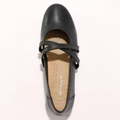 Leren ballerina's met riempjes