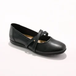 Leren ballerina's met riempjes