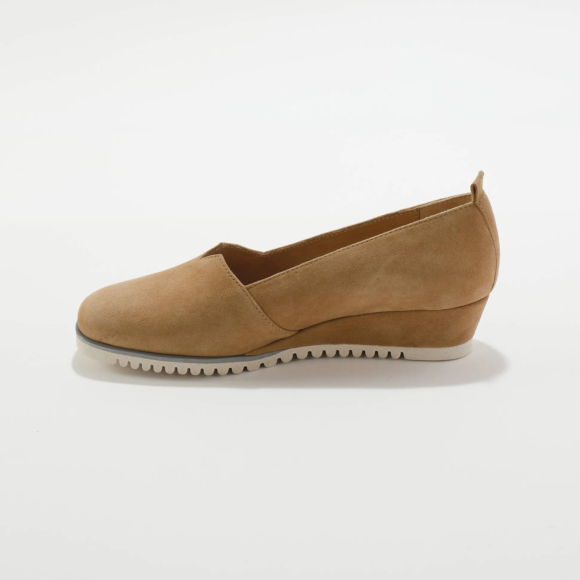 Leren ballerina's met sleehak - marine