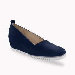 Leren ballerina's met sleehak - marine