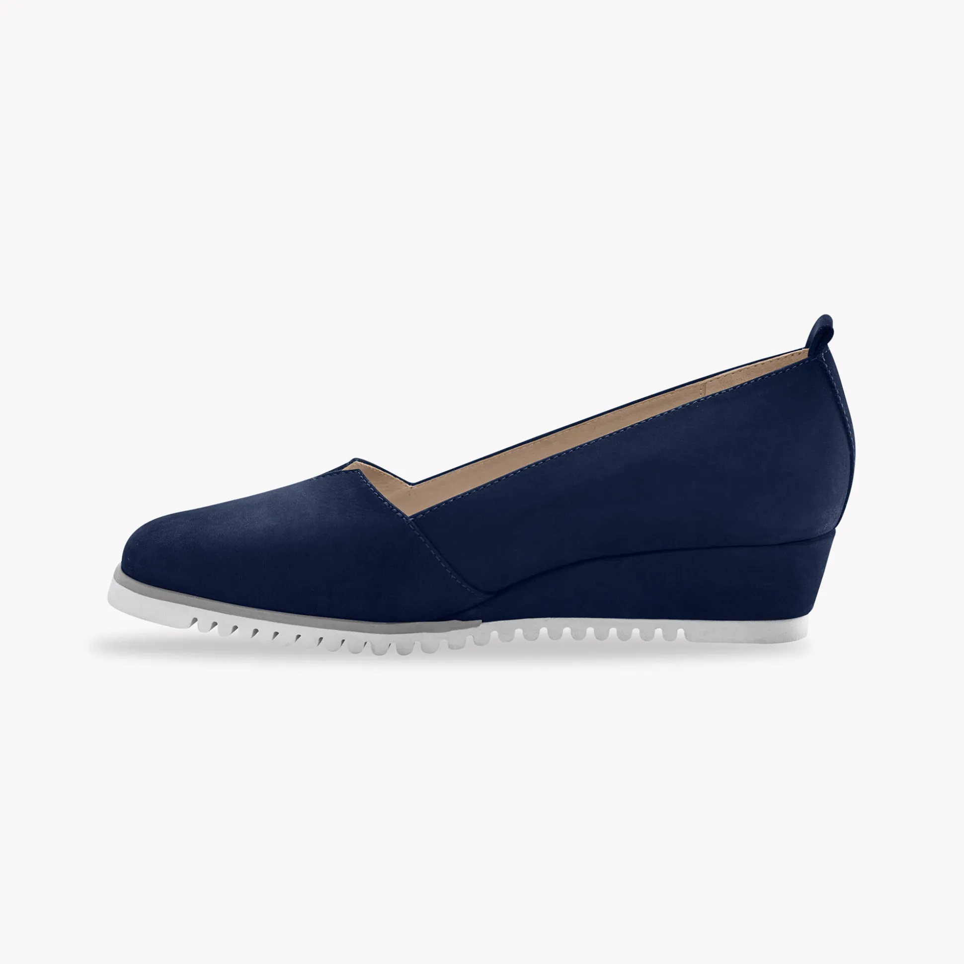 Leren ballerina's met sleehak - marine