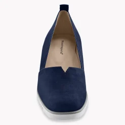 Leren ballerina's met sleehak - marine