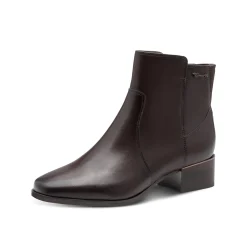 Leren boots met comfortbreedte, chocoladekleur