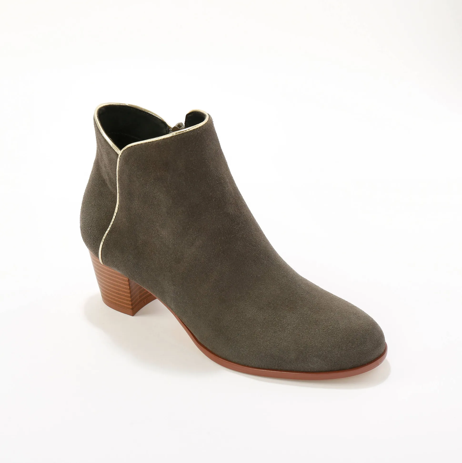 Leren boots met goudkleurig biesje