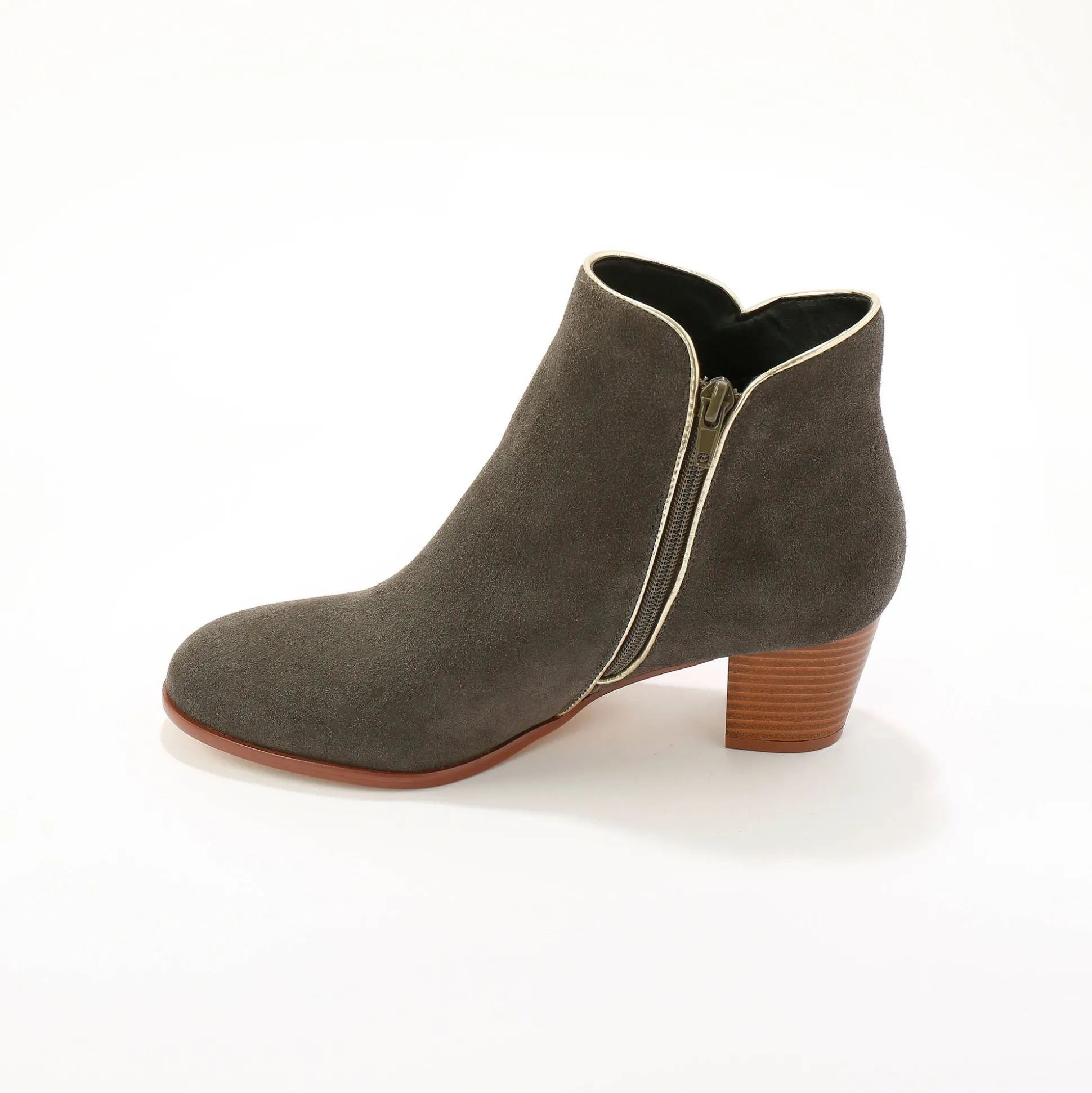 Leren boots met goudkleurig biesje
