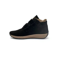 Leren boots met scratchriempjes en bontrand