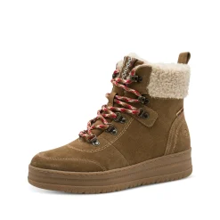 Leren boots met veters en comfortbreedte, karamelkleur
