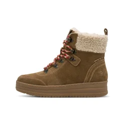 Leren boots met veters en comfortbreedte, karamelkleur