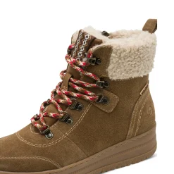 Leren boots met veters en comfortbreedte, karamelkleur